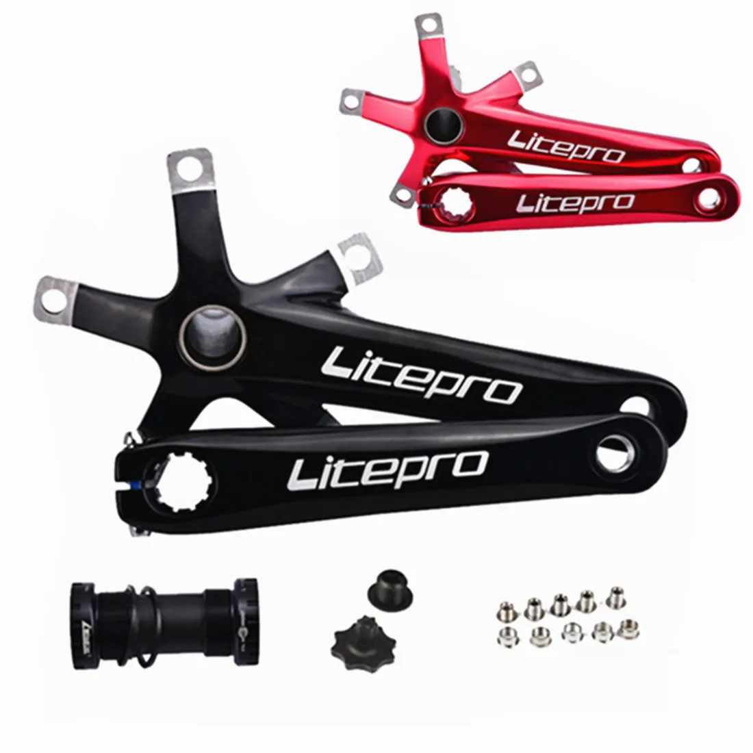 JKLapin Litepro Bicycle Crank Aluminum Alloy 170mm Hollow Integrally MTB Mountain Folding Bike BCD 130 Crankset Tooth Plate