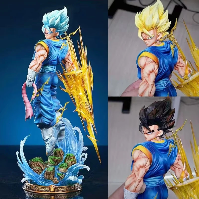 Figurine Vegetto Dragon Ball, 3 têtes, Statue en PVC, modèle de collection, décoration de bureau, jouets personnalisés, cadeaux d'anniversaire