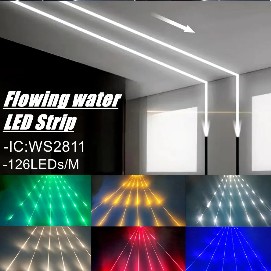 10M 5M WS2811 Smart Running Water LED Strip SMD2835 24V DC Flowing Light Wireless Controller Flexible Lamp Ribbon 126Led/M IP30