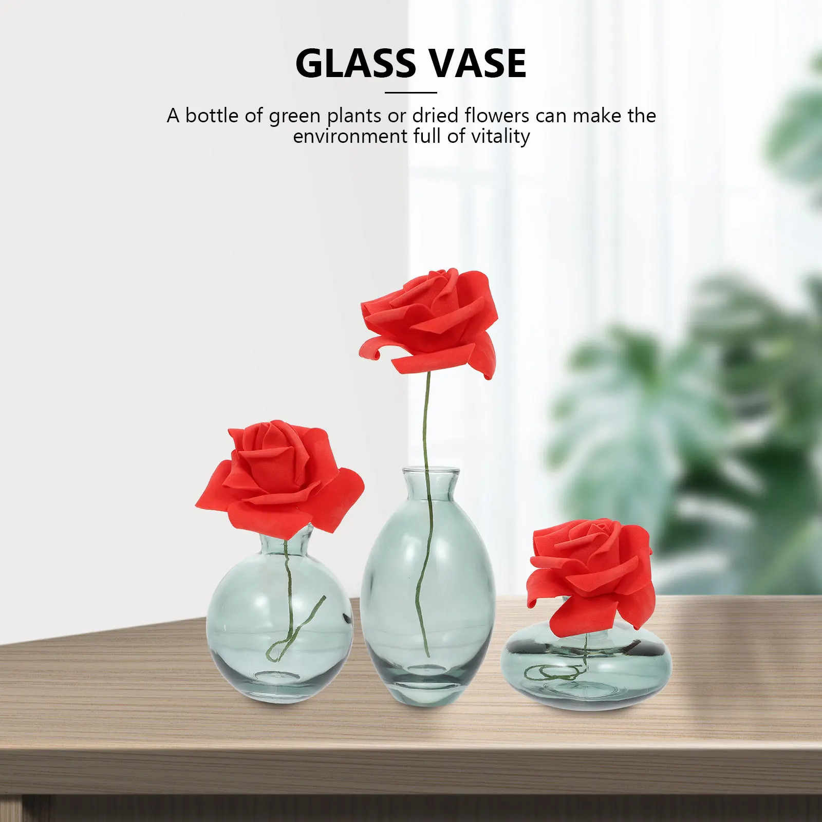 

3Pcs Glass Flower Vase Set Simple Creative Hydroponics Display Holder Home Decor Glass Vase Flower Holder Home Decor