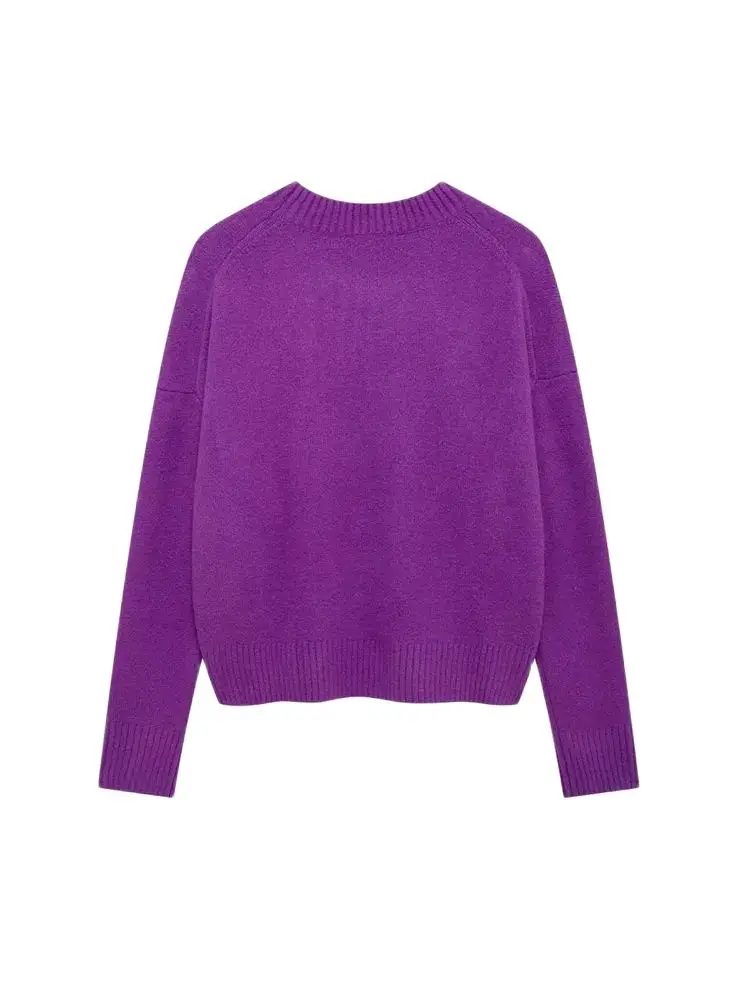 Women\'s Soft Touch Oversized Knit Sweater, O Neck, Long Sleeve, Female Pullovers, Chic Tops, Fashion