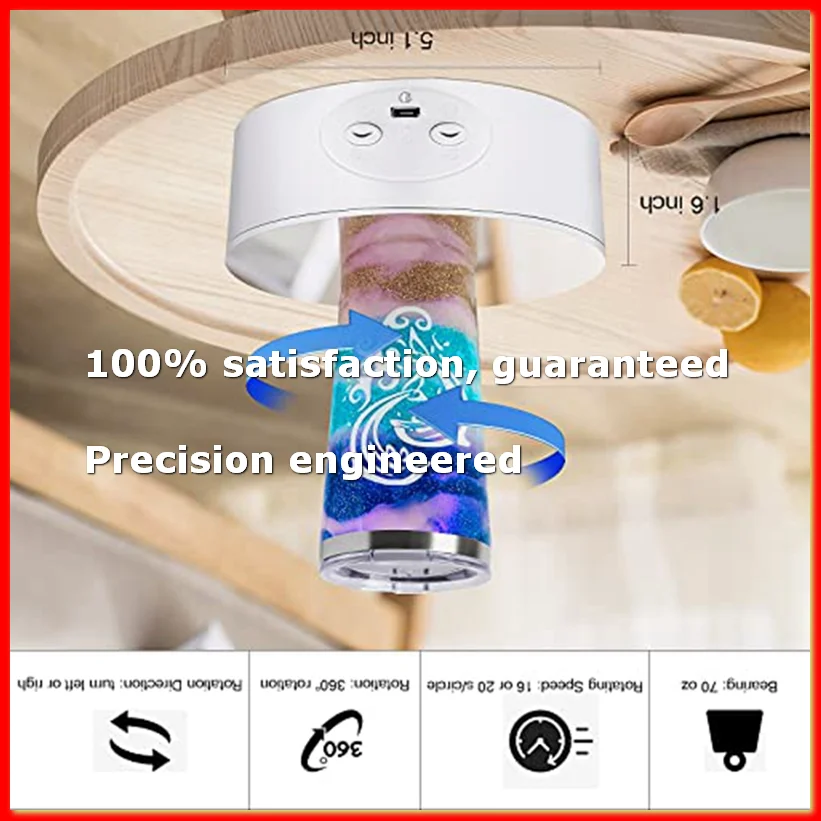 Cup Turner Rotating Display Stand for Tumblers, 360 Degree Automatic Mute Turntable for Photography Display-A79M