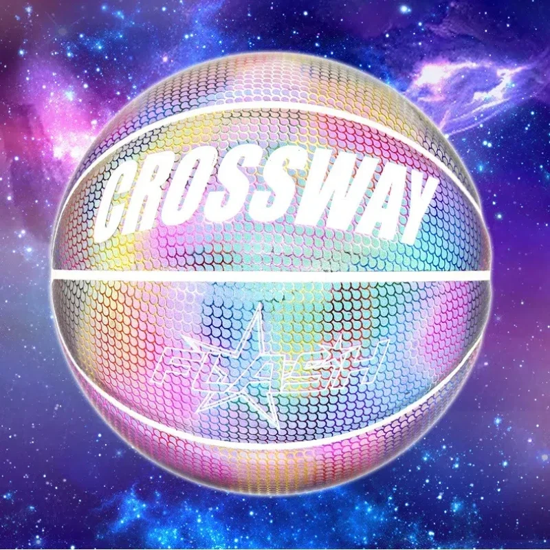 Palla luminosa riflettente in PU Attrezzatura per allenamento di basket per interni ed esterni Taglia sette Palloni sportivi da basket Partite competitive