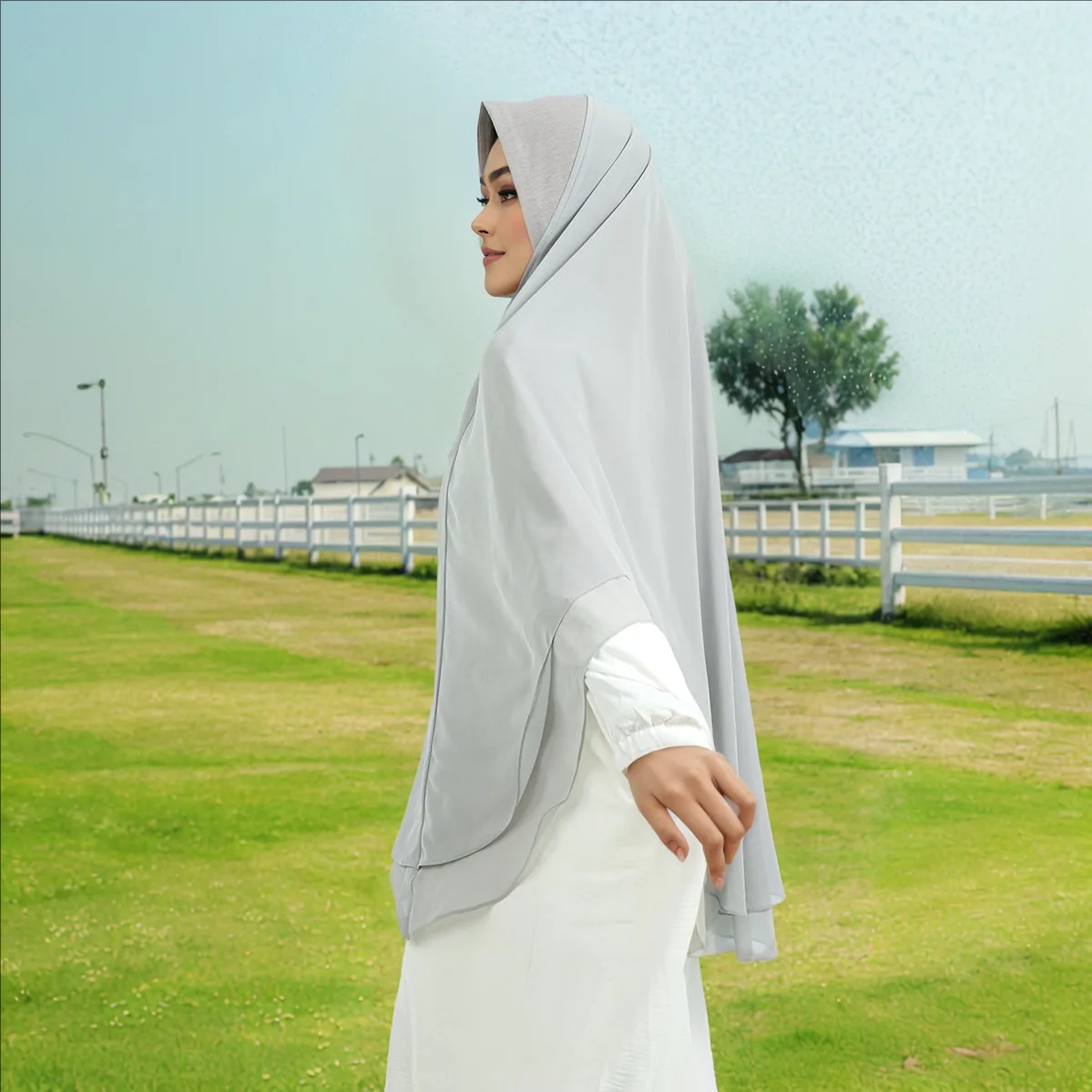 

New Muslim Hijab Khimar Instant Scarf Double Layer Headscarf Eid Djellaba Women Islamic Prayer Hijabs Niqab Nikab Headdress Robe