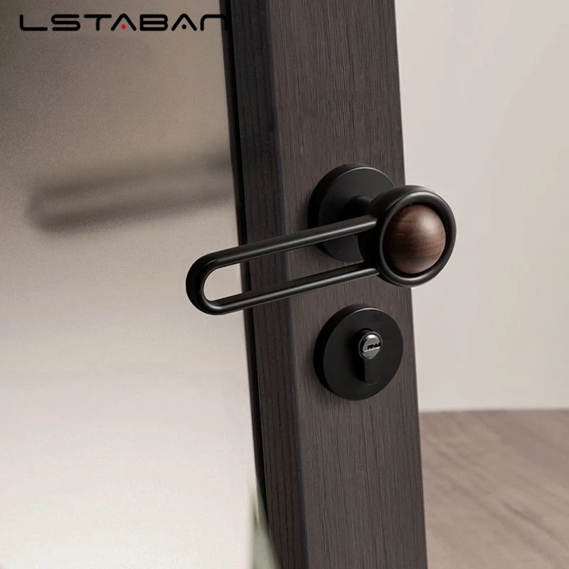 

Solid Walnut Wood Indoor Door Lock Light Luxury Bedroom Split Silent Door Lock Zinc Alloy Mechanical Furniture Handle Mute Locks