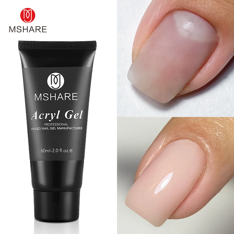 MSHARE Poly-Nagelverlängerungsgel, TPO, ohne Hema, milchig-weiße Nägel, 60 g, Nagelverlängerung, Tarnung, schnelles Aufbau, Finger, 60 ml