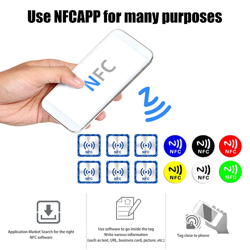 Random 6Pcs Ntag213 High Frequency Chip Anti-theft Stickers RFID Supply Self-adhesive NFC Electronic Tag Label DIY Accessories