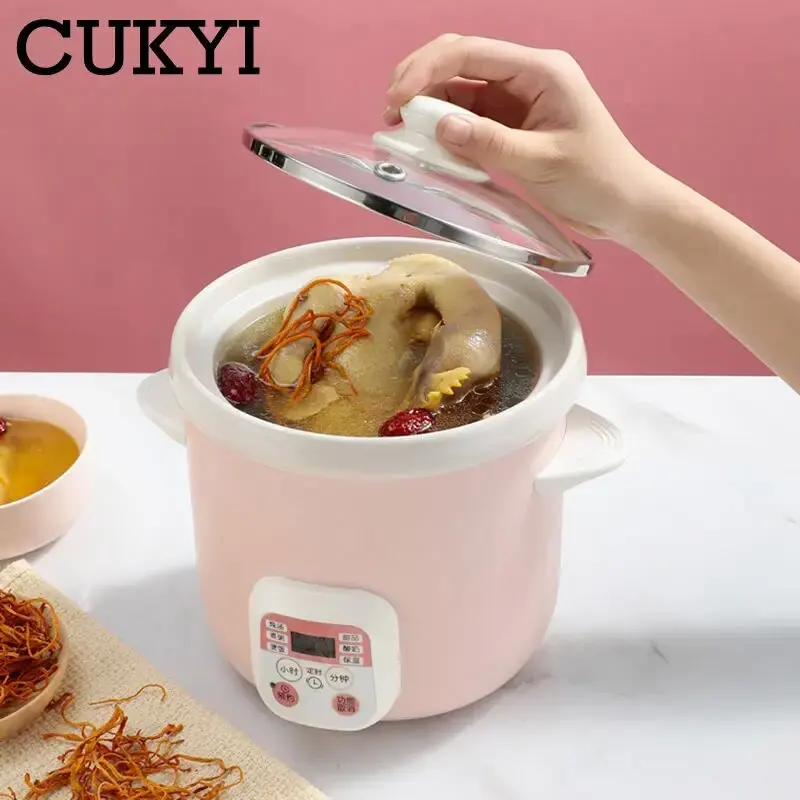 Smart Reservable Electric Stew Pot 1.5L Ceramic Liner Fully Automatic Timed Yogurt Fermentation Machine Soup Stewer Rice Cooker