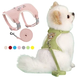 Cute Pet Harness Leash Set para Small Mid Dogs, Cat Walking Lead, Chihuahua, Bunny Vest, Poodle Collar, Dog Acessórios