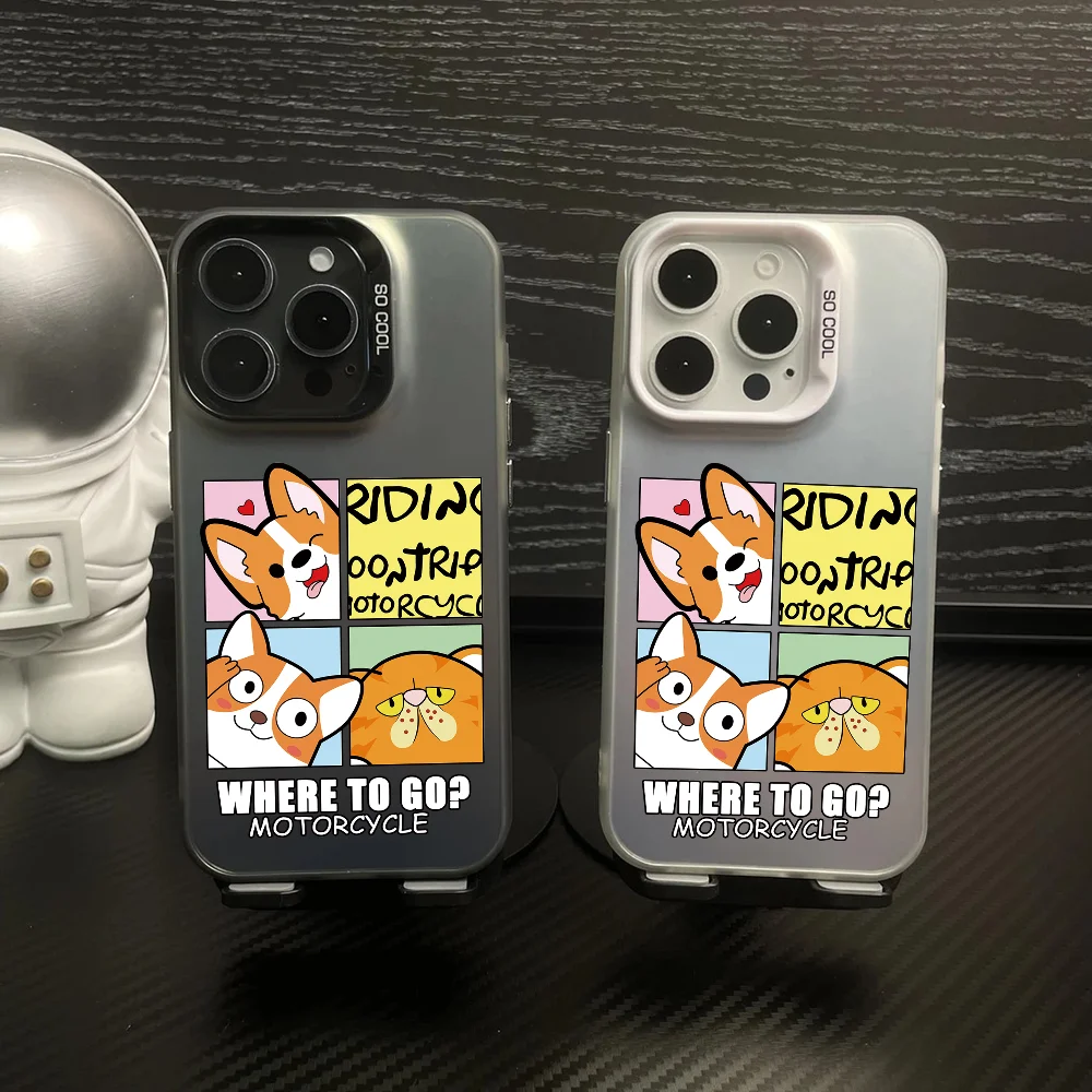 

Cute Cartoon Animal Puppy Corgi Phone Case IMD Color Silver Shell For IPhone 16 15 14 13 12 Pro Max Plus