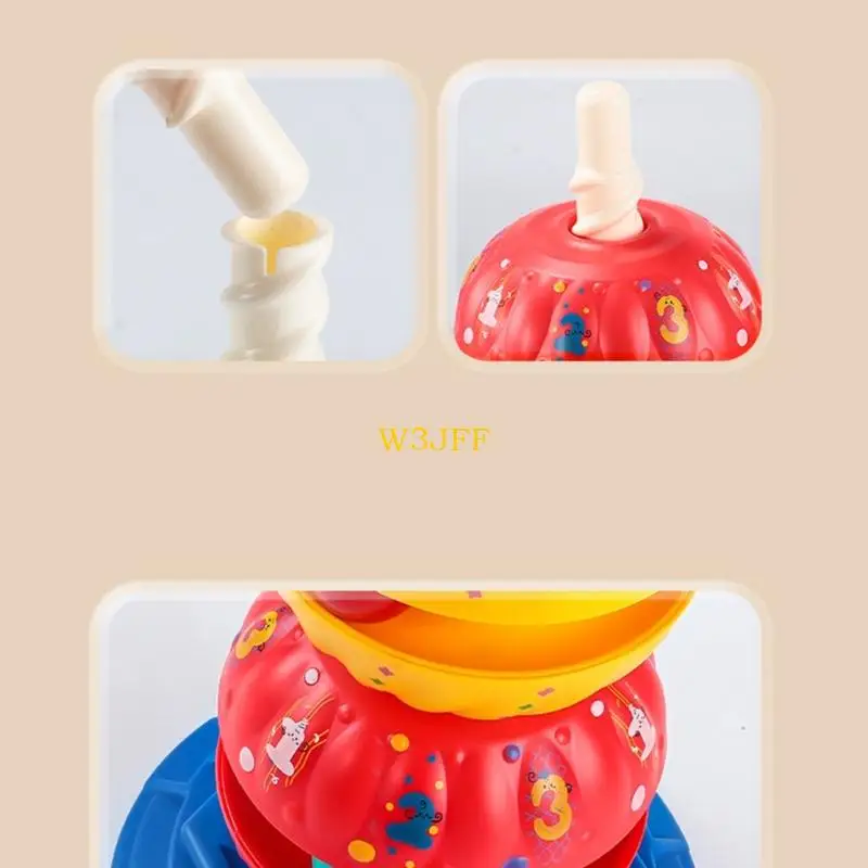 W3JF Baby Developmental Stacking Tower Toy Regenbogen Farbsortierspiel für Kleinkind -Lernaktivitäten mit rotierendem Design