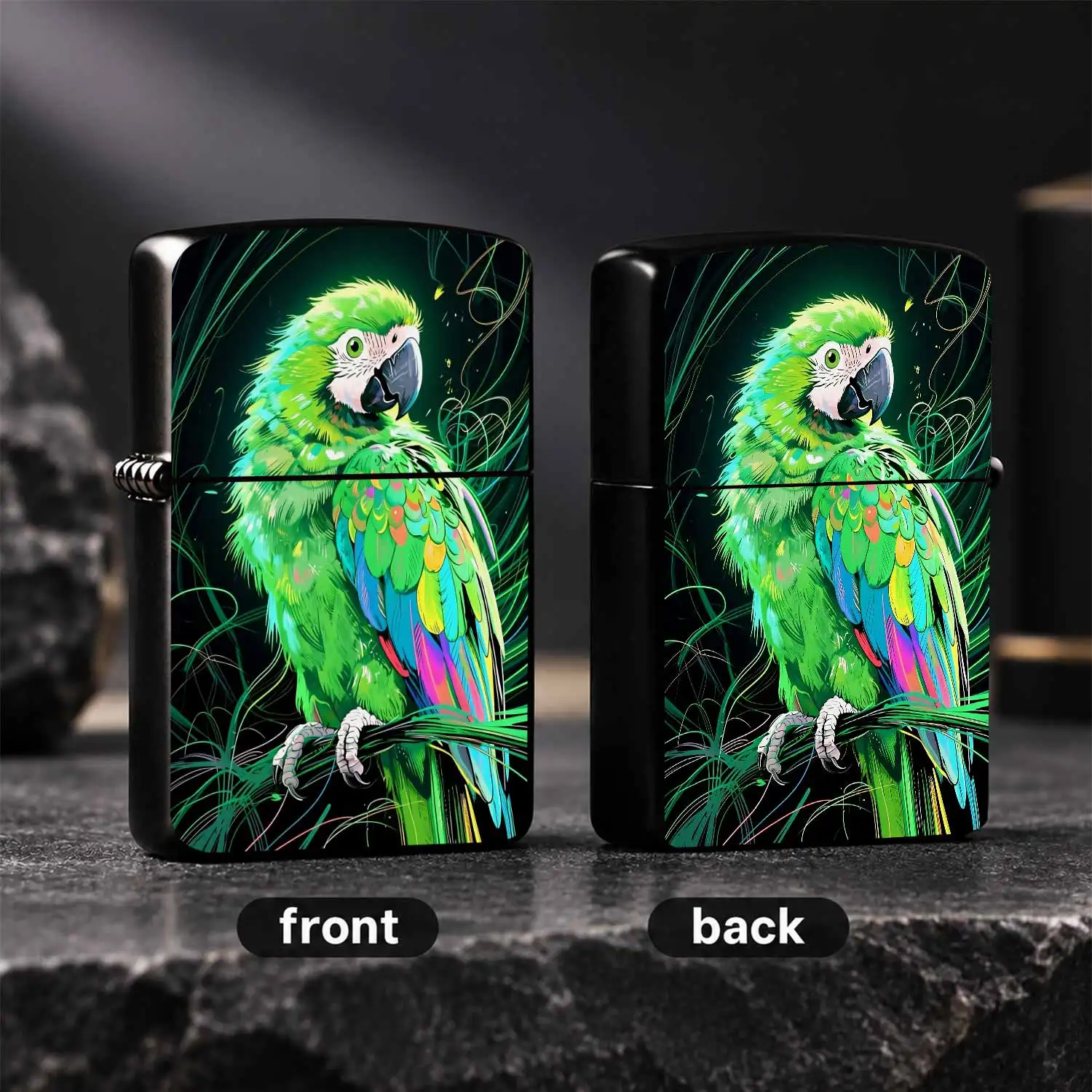 Creative Parrot Pattern Lighter, Vibrant Neon Green Macaw Art Portable Ignition Device, Stylish Jungle Themed Daily Carry Accessory, Ideal Unique Gift For Festivals And Gatherings, Fits All Scenarios To Boost Your Person A Humorous And Inte