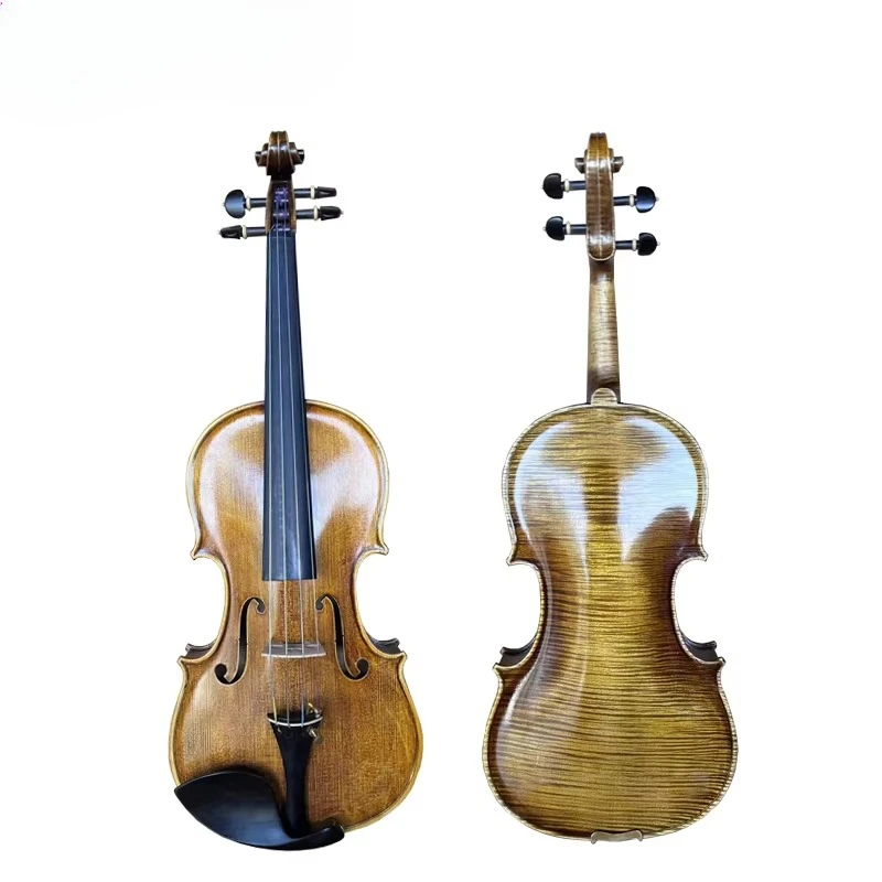 

High Grade Stringed Instruments Hand Painted Yellow Brown Violin Professional Musical Instrument China Made