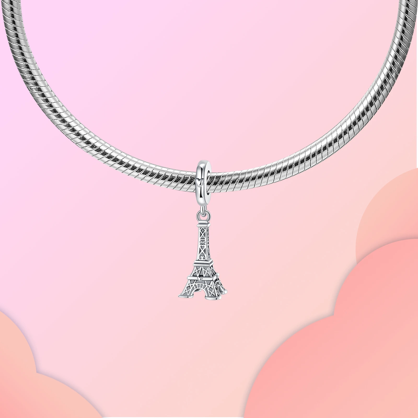 925 Sterling Silver Eiffel Tower Love Silver Pendant Charm Fit Original  Charms Bracelets Women DIY Jewelry Gift