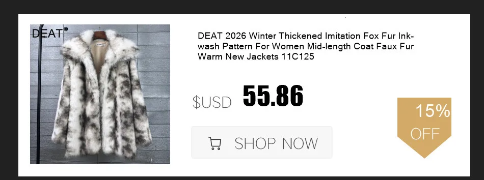 DEAT Women 2026 Winter Patchwork Design Contrast Color Plaid Jackets Women Faux Fur Thickened Warm Hidden Button Coat 11C573