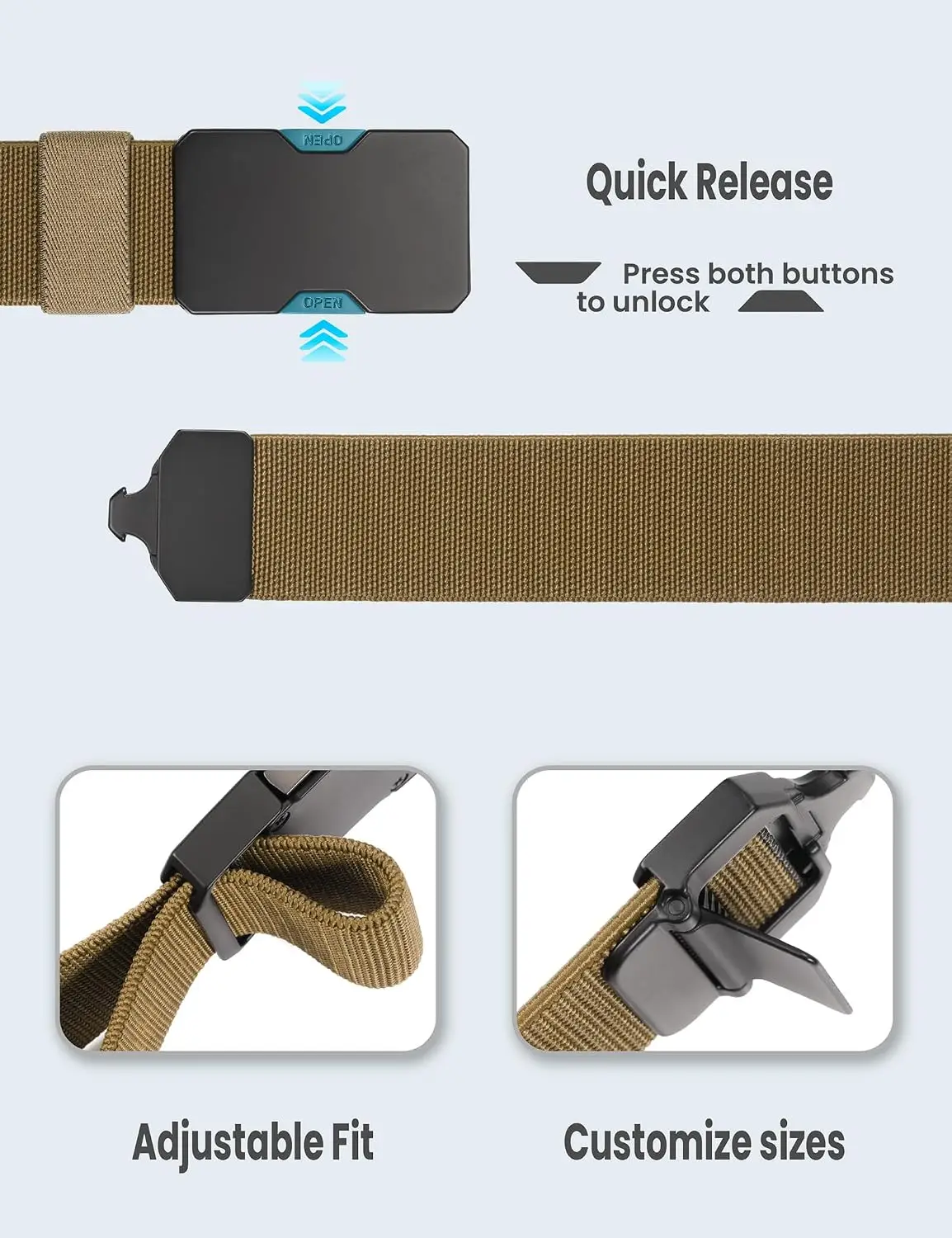Men's elastic nylon strap with quick release buckle | invisible mesh strap, used for hiking tactics