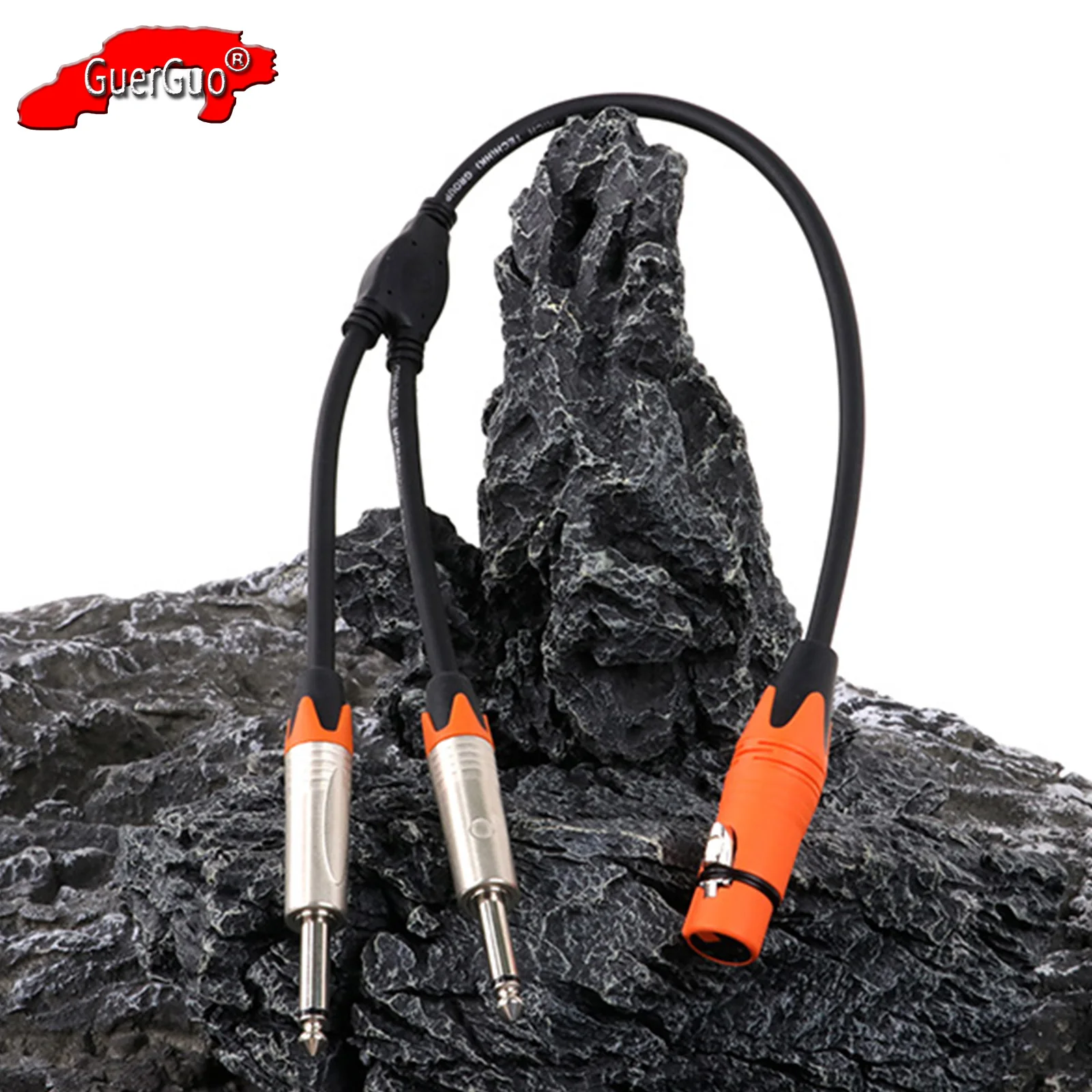 

3Pin XLR Female to Dual 6.35mm 1/4 inch TS Mono Male Jack Audio Extension Y Splitter Cable MIC Converter Adapter for Amp Mixer