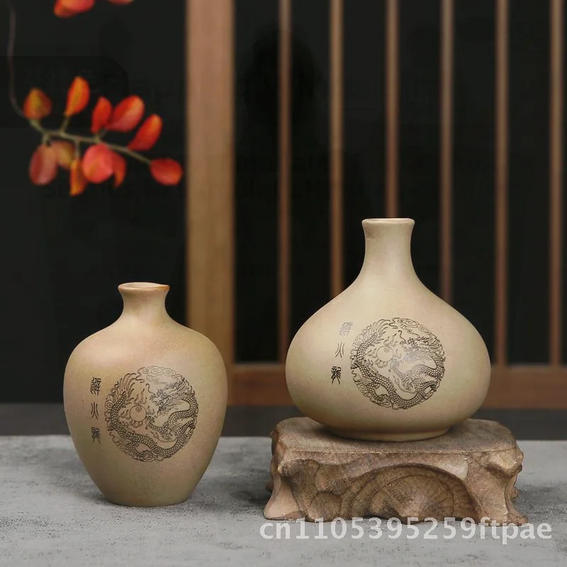Creative Ceramic Mini Vase Handmade Stoneware Small Flower Ornament Zen Desktop Decor Hydroponics