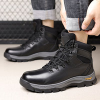 Classic Men Winter Boots Leather Sneakers Man Fur Plush Snow boots Warm Outdoor Ankle Boots Hiking shoes Footwear