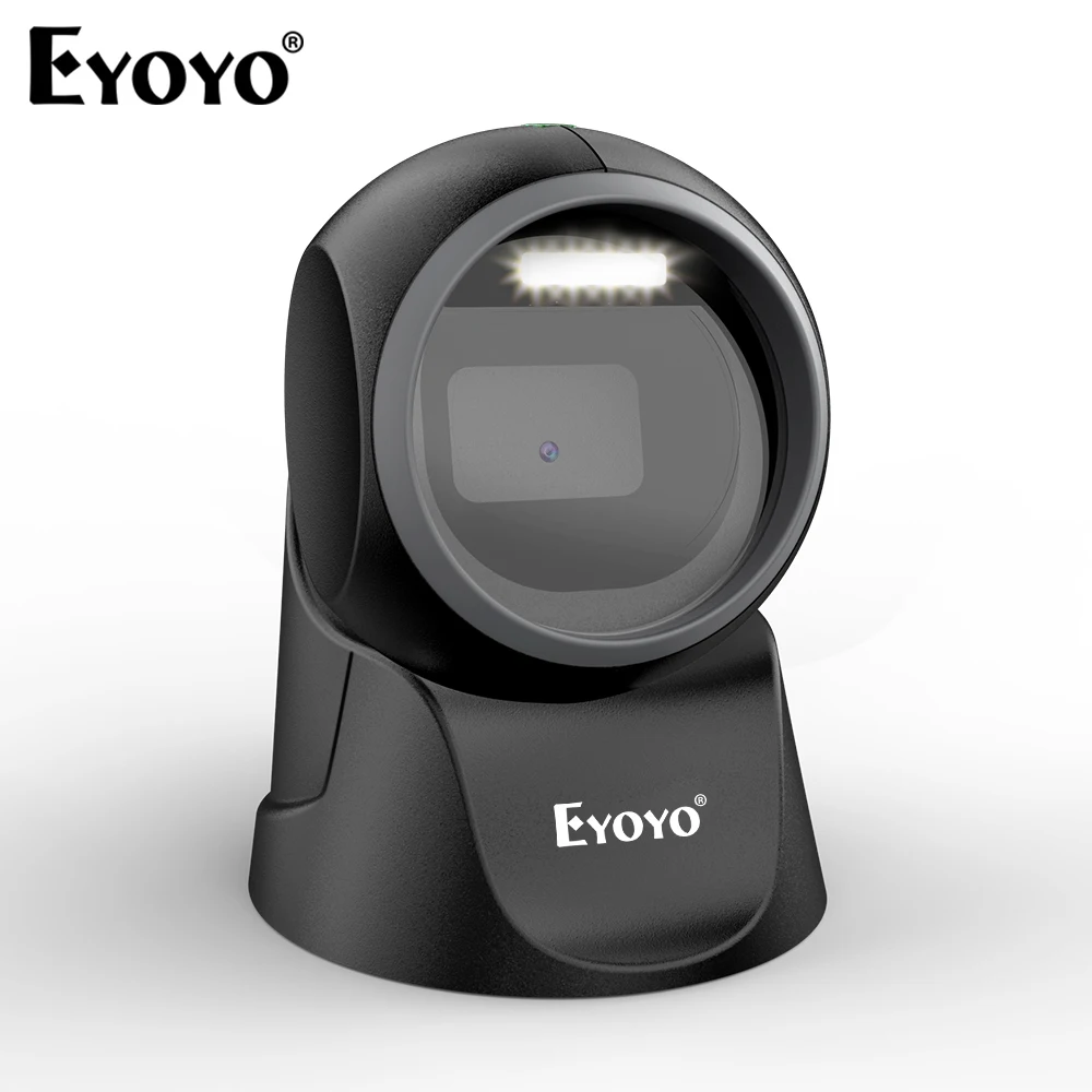 Eyoyo 1d 2d desktop scanner de código de barras com detecção automática de digitalização omnidirecional usb wired hands-free leitor de tela de código qr