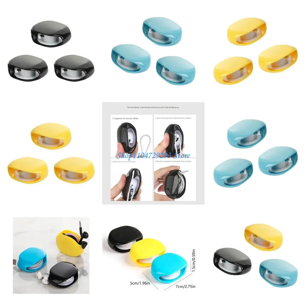 

Y2GD 3Pcs Automatic Retraction Winding Case for Sports Earphone Data Charging Cable