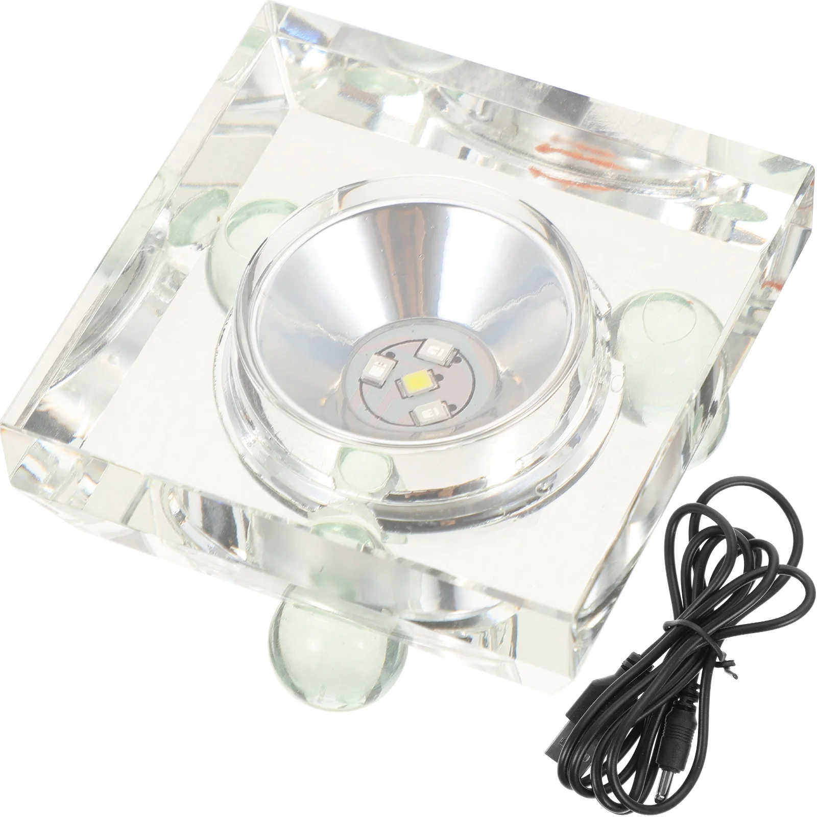 

Crystal Display Stand with LED Light Base Glowing Square Design for Glass Art Resin Craft Home Table Centerpiece Decoration