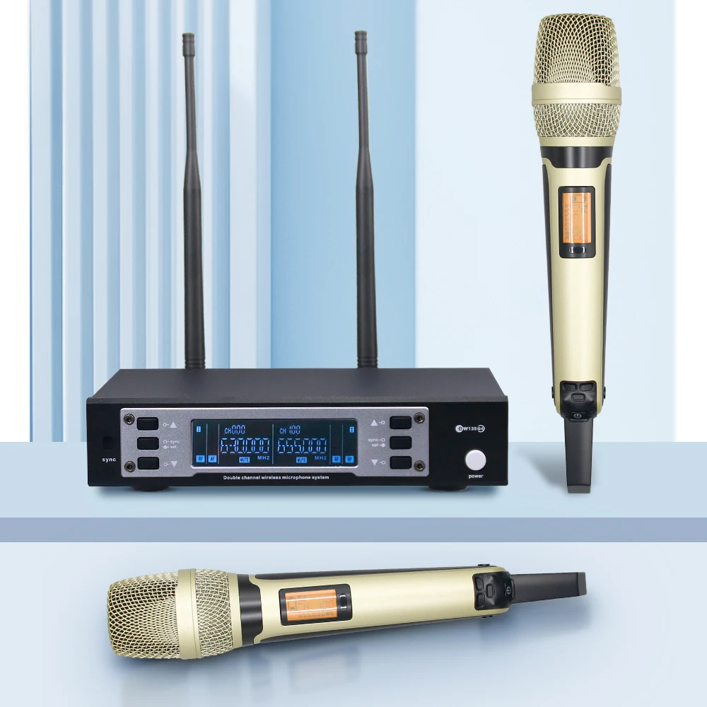 EW135G4 Professional Wireless Microphone System UHF Dual Channel Dual Handheld Dynamic Mic for Speech Stage Performance Karaoke