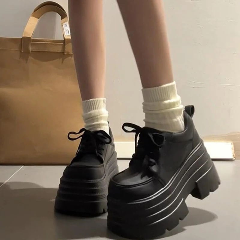 

Женская обувь Мэри Джейн на платформе с толстой подошвой, модные туфли-лодочки на мелкой шнуровке, женская лаконичная уличная обувь в студенческом стиле
