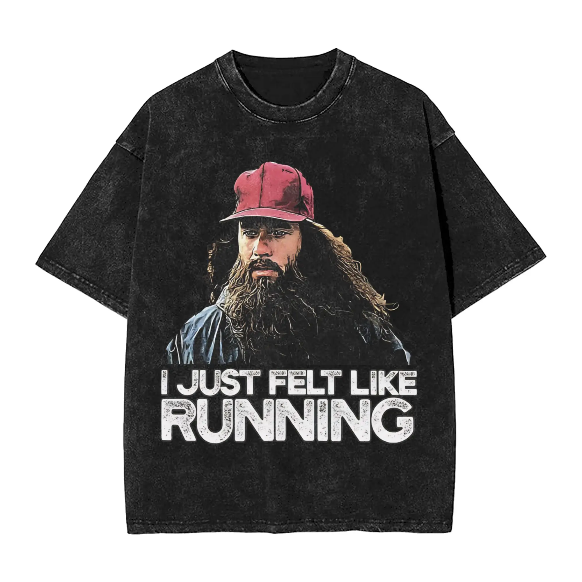 I just felt like running Run Forrest Run  Apparel Washed T Shirts for Men Women Streetwear Hip Hop T-Shirt Printed  Tees