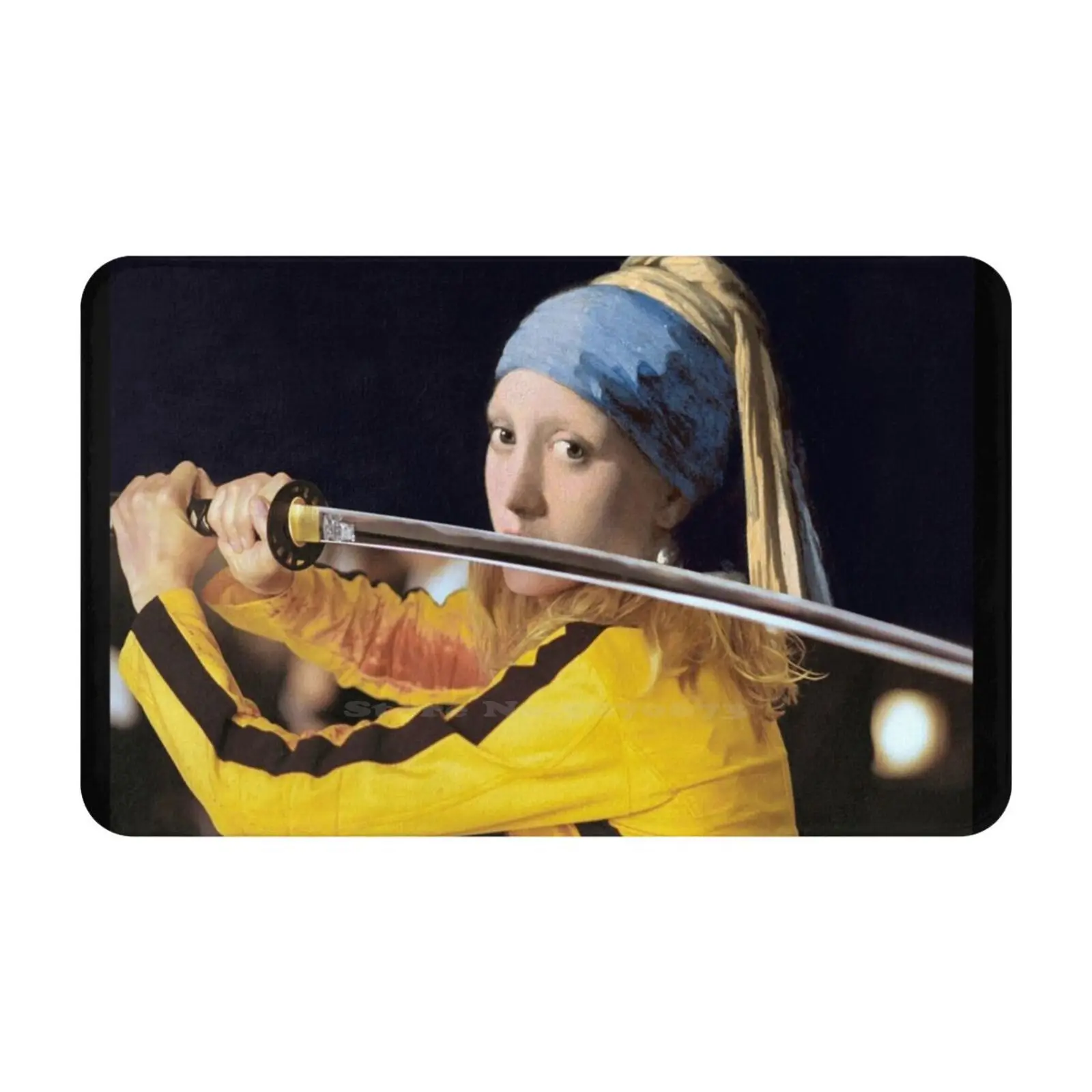 Girl With A Pearl Earring By Vermer And Beatrix Kiddo From Kill Bill Soft Cushion Car Home Carpet Door Mat Kill Bill Vermeer