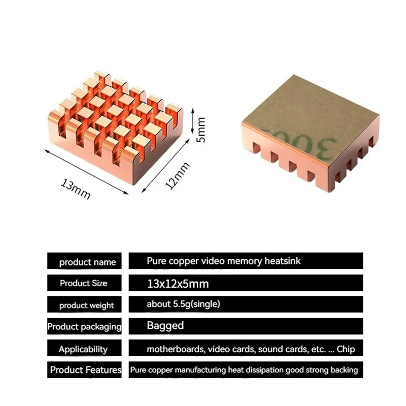 TEUCER radiatori di raffreddamento per archiviazione Video-memory in rame puro con Pad termico sul retro per schede madri dissipatore di calore con