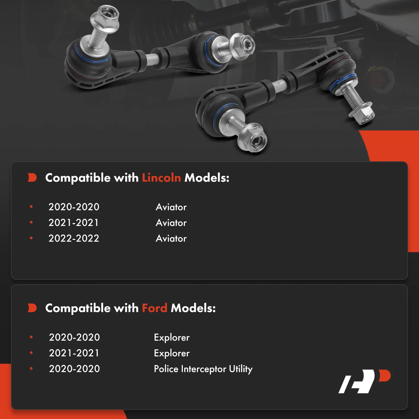 A-Premium 2x Rear Stabilizer Sway Bar Link for Ford Explorer 2020-2021 Police Interceptor Utility 2020 Lincoln Aviator 2020-2022