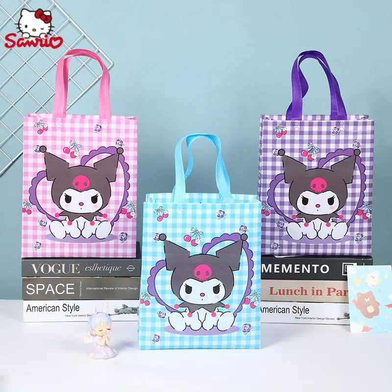 Kawaii Sanrio Gift Bag Cute Kuromi Student Schoolbag Tutoring Bag Anime Cartoon Foldable Shopping Handbag for Kids Birthday Gift