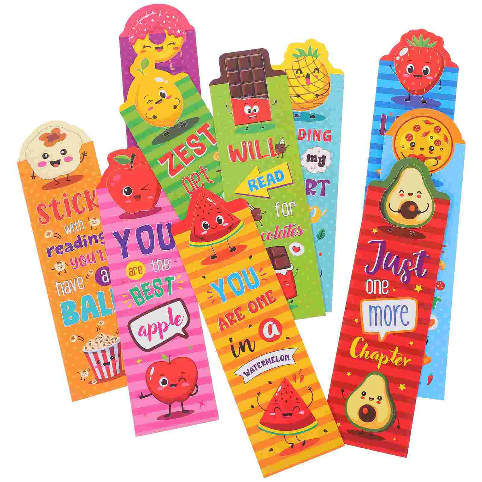 30 Pcs Children's Bookmark Reading Markers Bookmarks for Kids Cartoon Fruits Paper