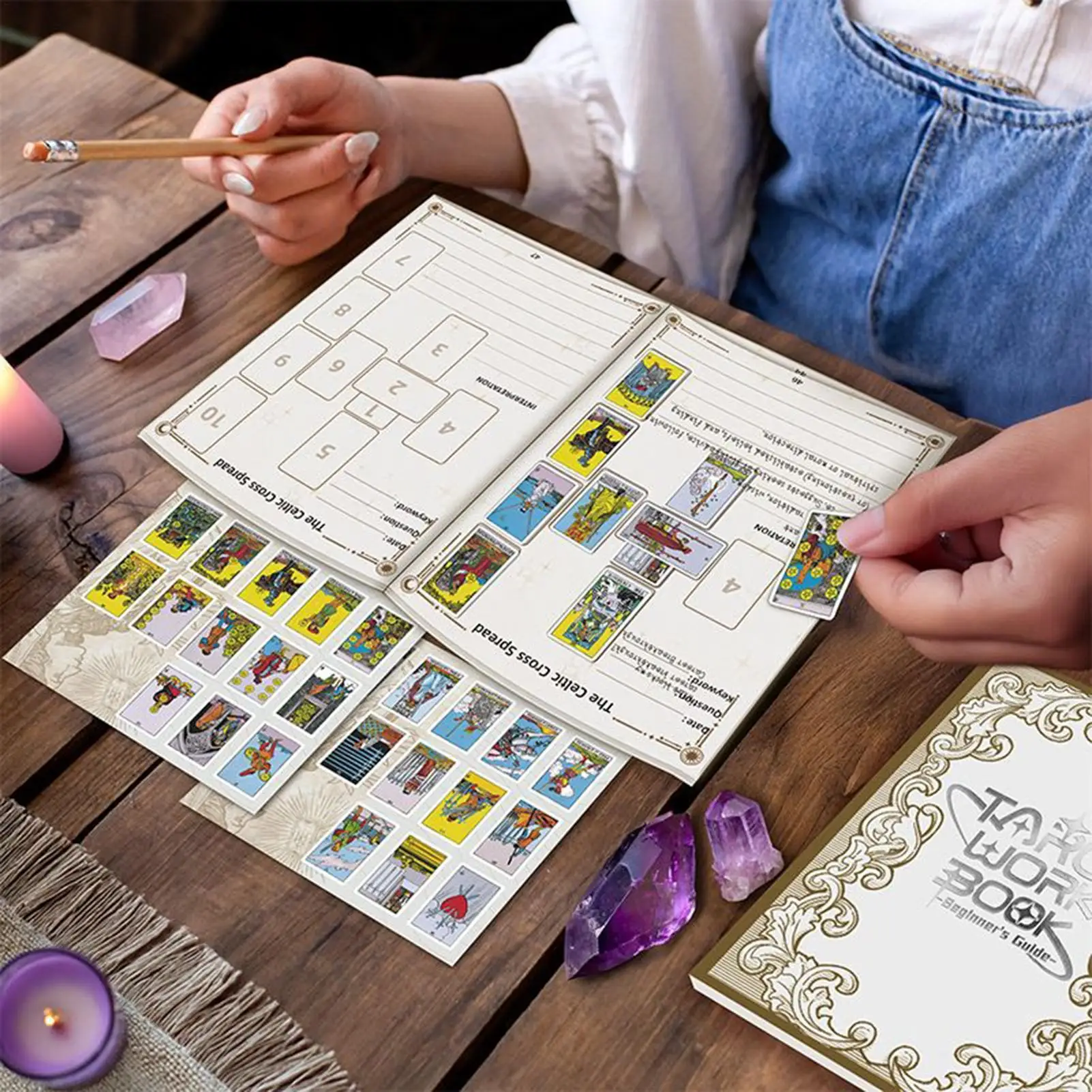 タロットジャーナル ライン入りタロットジャーナリングノートブック ヴィンテージ魔女ワークブック 占星術占いガイダンス瞑想儀式エネルギー用