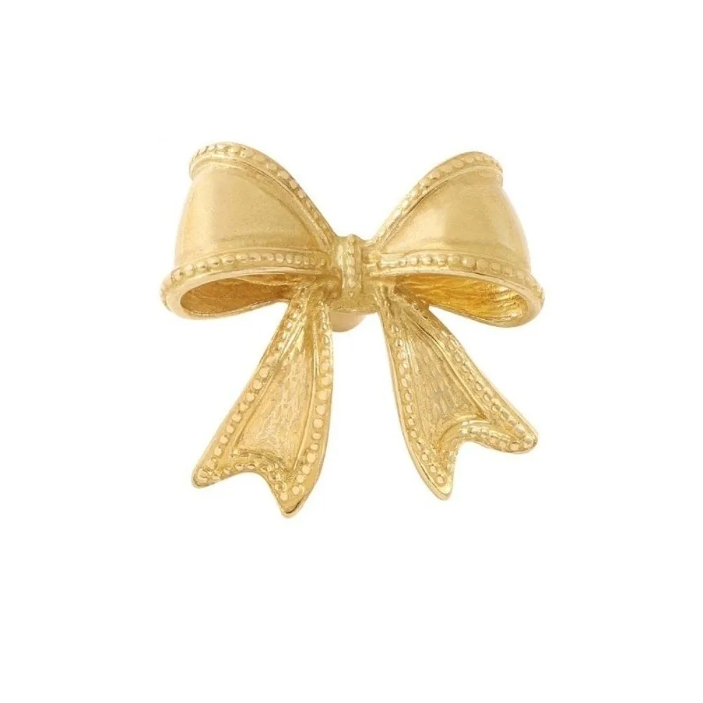 Creative Retro Bow Tie Brass Handle Vintage Furniture Hardware Cabinet Door Knobs Push-pull Gold Wardrobe Drawer Pulls Kitchen