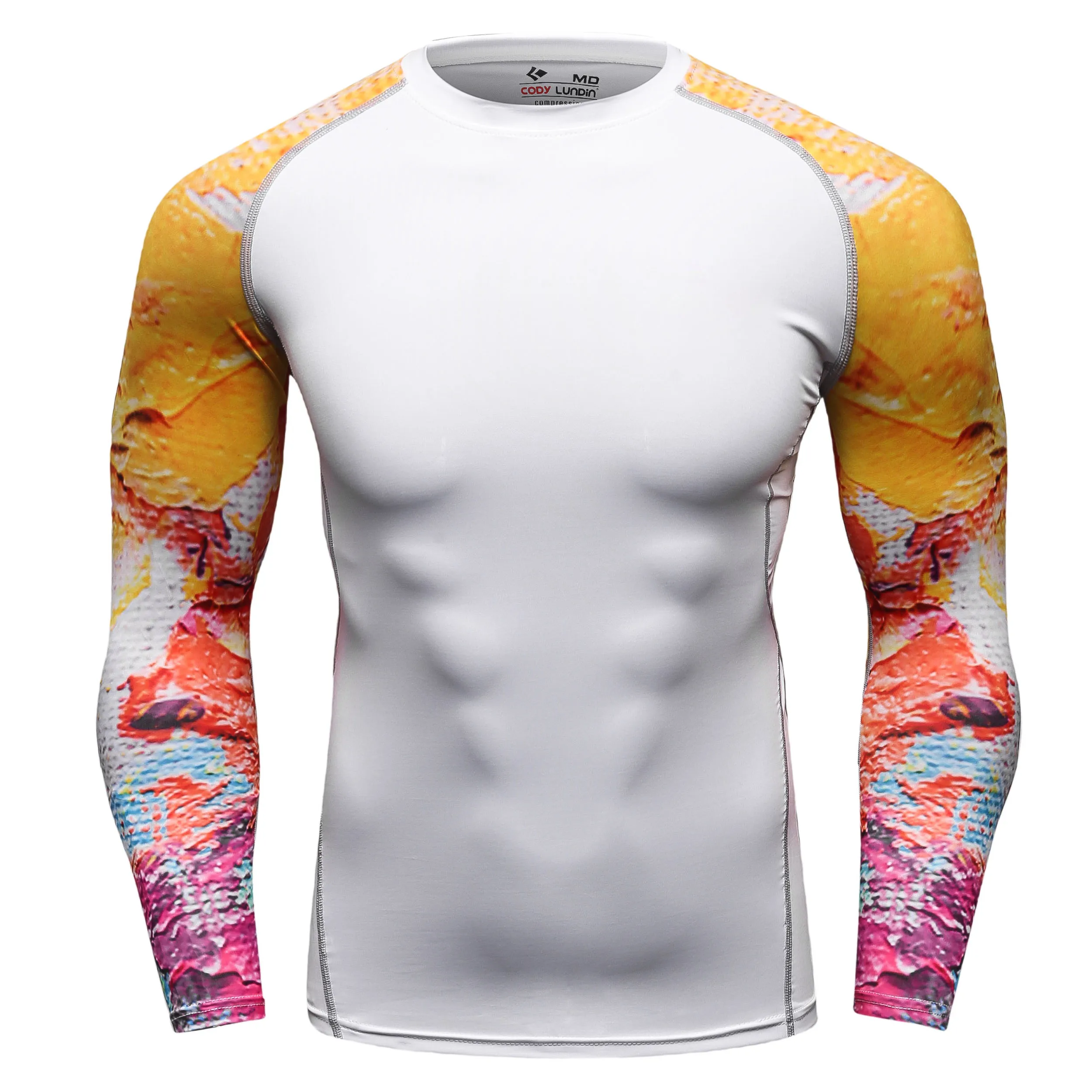 Cody Lundin Men\'s Compression T-shirt with Long Sleeves Swimming Surf Clothes Sublimation Men\'s UV Protection Solar T-shirt