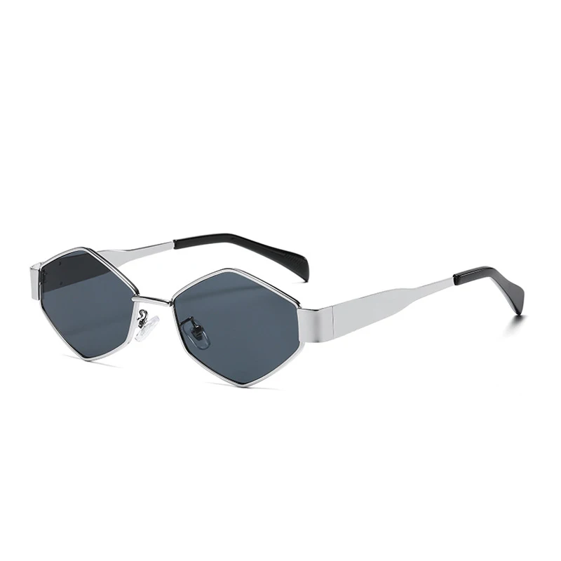 Elbru Fashion occhiali da sole New Metal Diamond occhiali da vista poligonale Small Frame uomo donna UV400 Driving Outdoor occhiali da sole Gafas