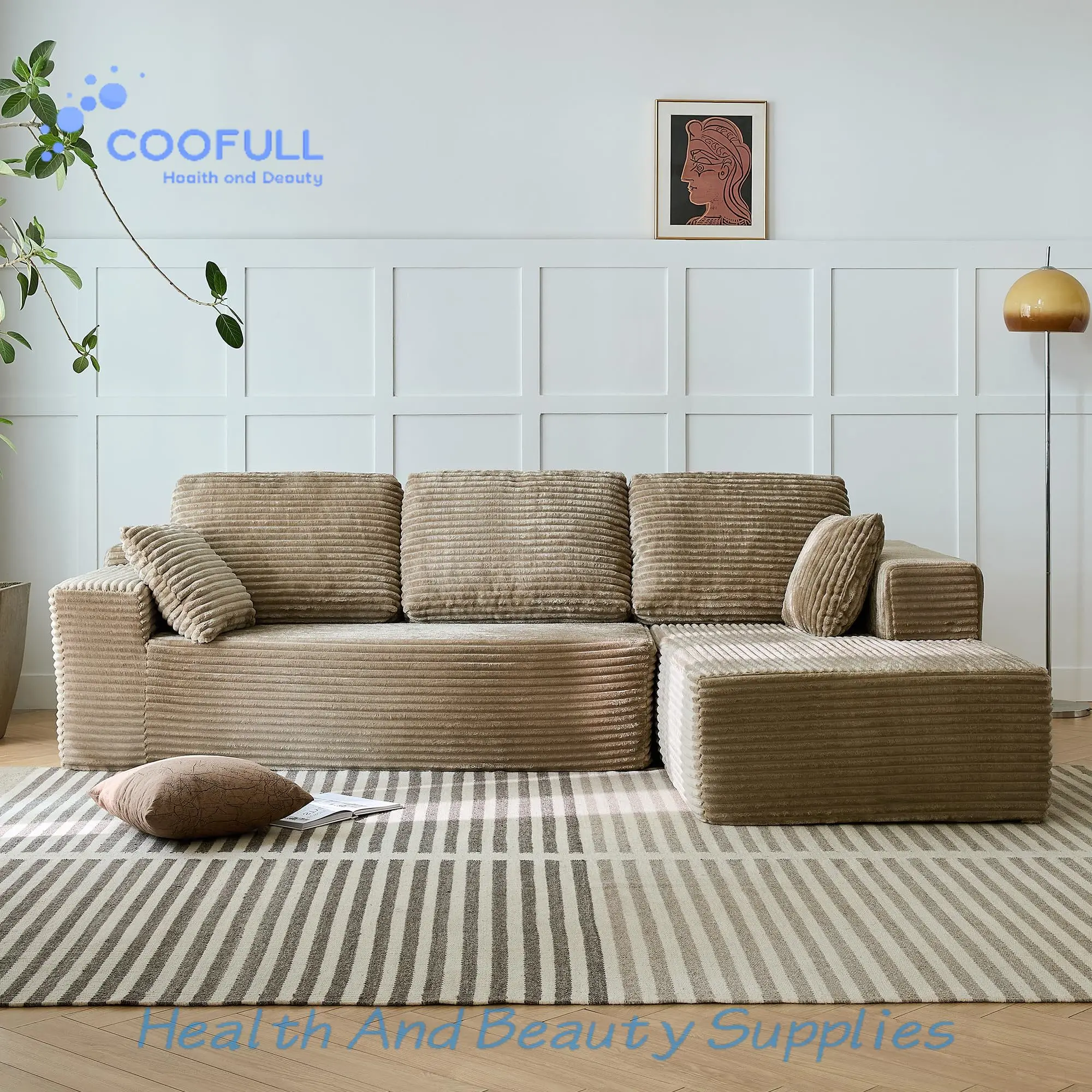 Coofull Vacuum Compressed Living Room Sofa Box Packaging Modern Furniture Set Wholesale L Shape Convertible Sectional Couch Bed