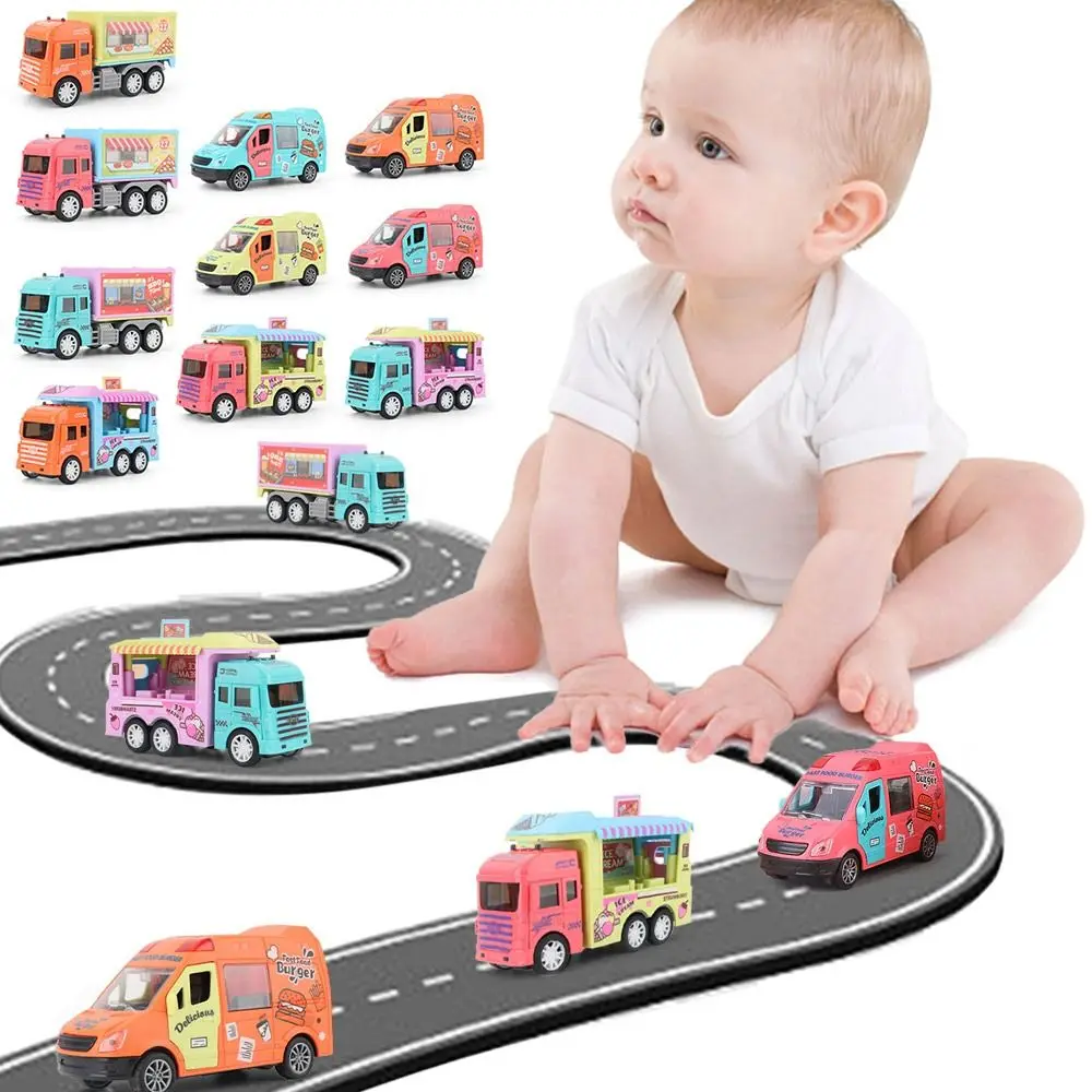 Random Color Kids Gift Openable Door Push Forward/Backward Kitchen Role Play Mini Inertia Car Van Lorry Model Ice Cream Truck