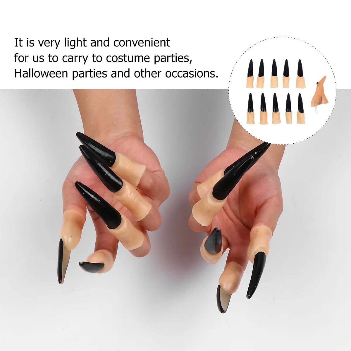 

11pcs Fake Nose Makeup Props Zombie Witch Fingers Nail Set For Halloween Party Decor Masquerade Role Play Novelty