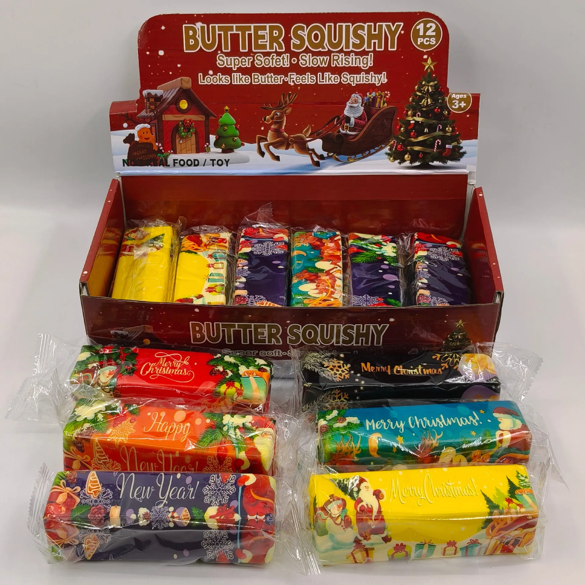 13Cm Christmas Assorted Color Butter Sticks Slow Rising Squishy Toy, Squeeze Stress Relief Decompression Fidget Toy