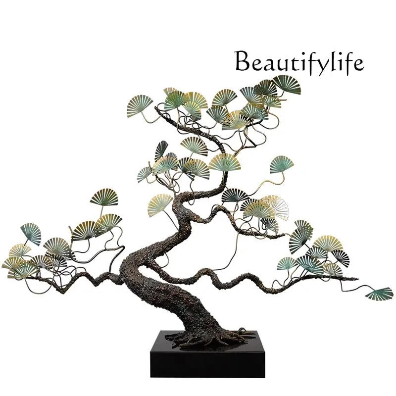 Lucky Welcome Pine Tree Ornament New Chinese-style Living Room Hotel Sales Office Floor Sculpture Opening Gift