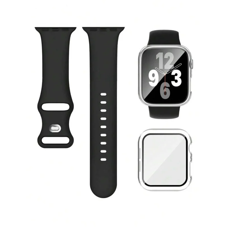 2pcs Set Cute Soft Silicone Sport Watch Strap Adjustable Waterproof Wristband For Apple Watch 40/41/42/44/45/46/49mm Series Ultr
