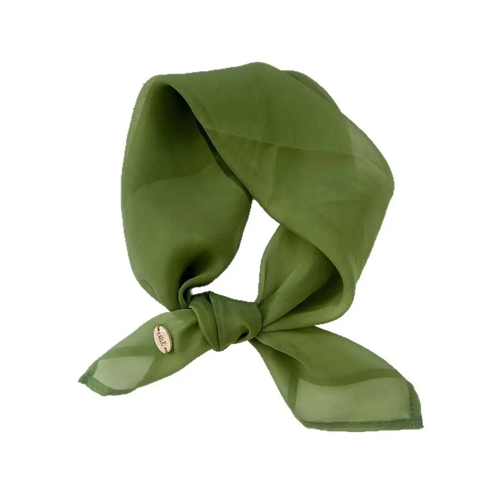 Picture 6: Retro Solid Color Small Square Scarf Transparent Breathable Pure Color Silk Scarf Thin Headband Square Handkerchief Female