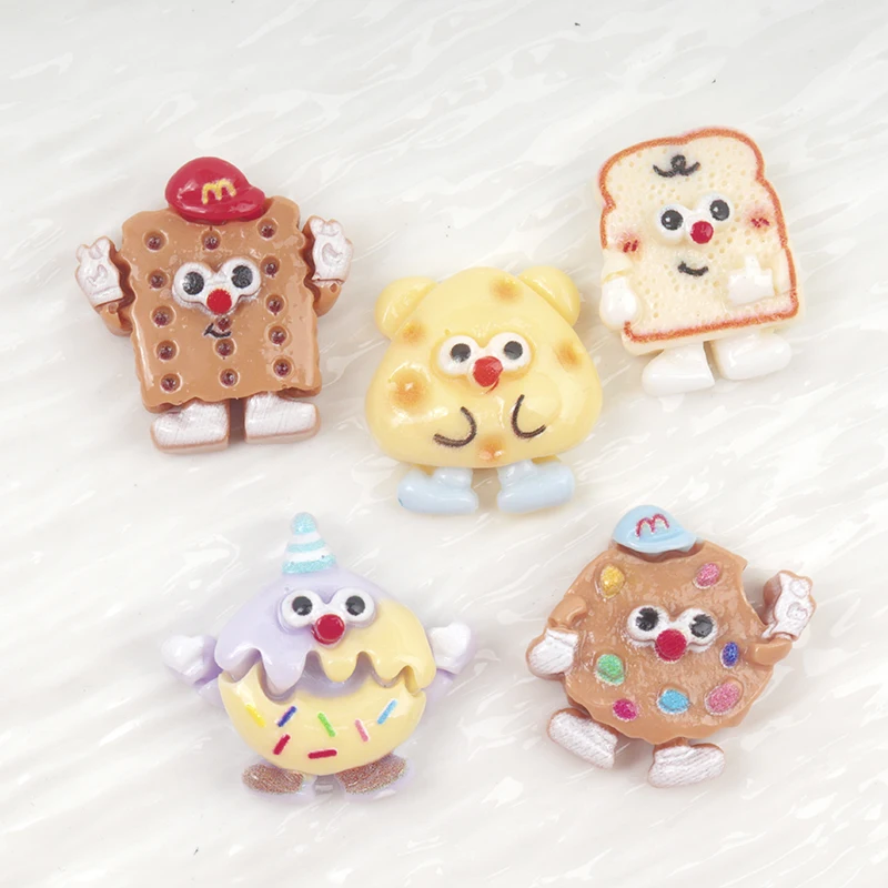 10/100pcs Cartoon Kawaii Walk Food Biscuits Series Flat Back Resin DIY Scrapbooking Cabochons Decoration handmade Accessories