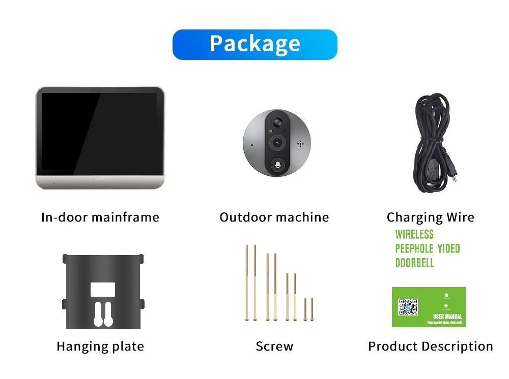 Imagem -05 - Campainha Peephole sem Fio para Casa Inteligente Câmera de Proteção de Segurança 43 Tela Ips Noite Pir Telefone Wi-fi 3mp