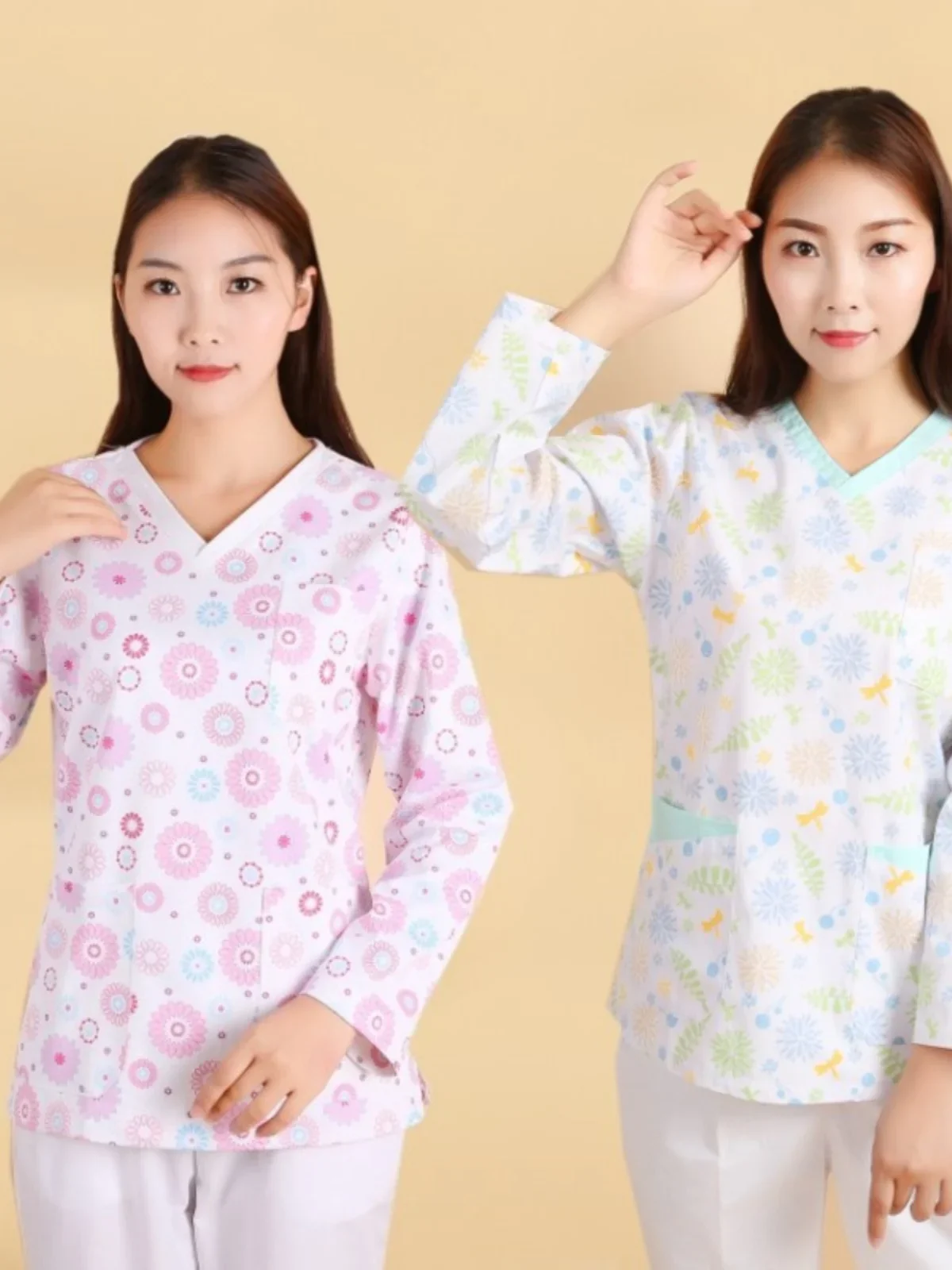 Nursing clothes winter and summer clothes long short sleeves oral dentist clinic confinement care two-piece set