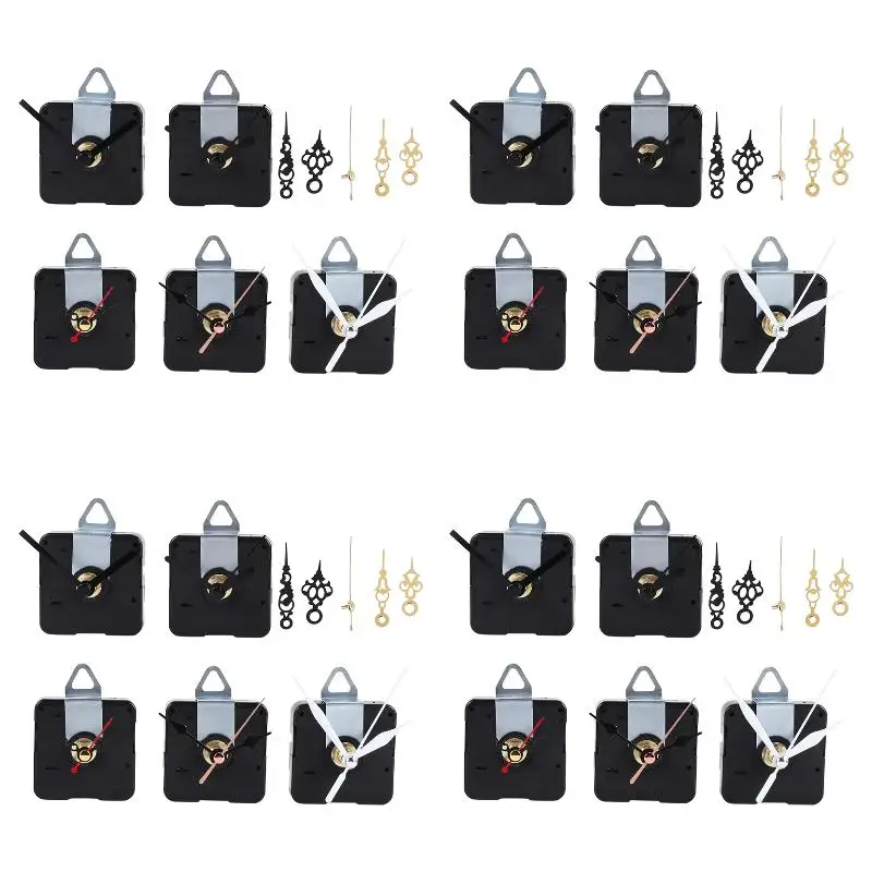 4pack X((5 Pcs Clock Movement Mechanism Parts Silence Quartz DIY Wall Clock with 7 Different Pairs Clock Hands Replacement Kit)