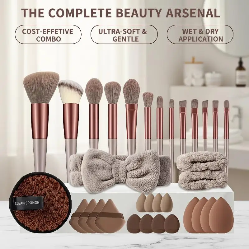 20/33Pcs Premium Quality Makeup Tool Gift Set Makeup Brush Puff Beauty Sponge Ideal Birthday Gift for Women